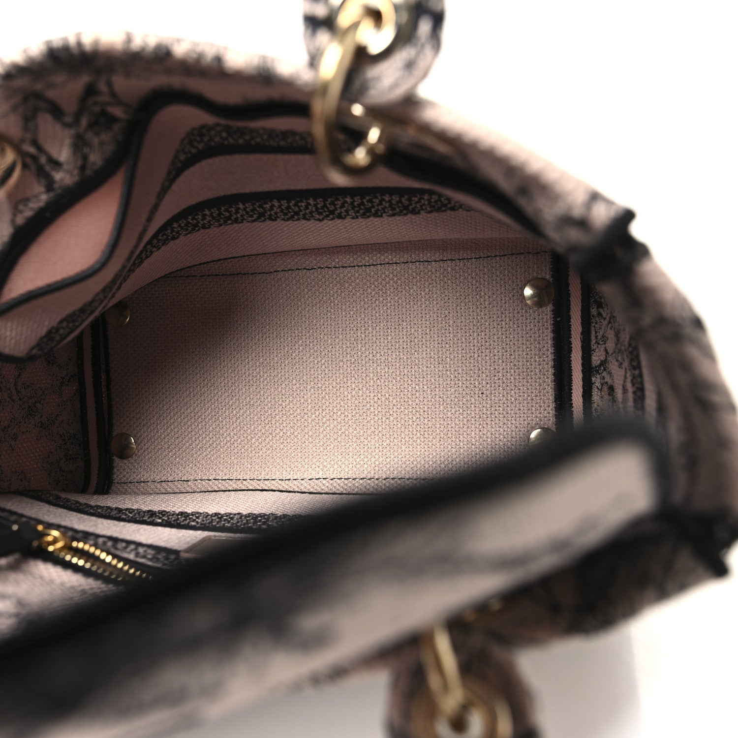 Christian Dior Canvas Embroidered Jardin Botanique Medium Lady D-Lite Light Pink Black 5 of 10