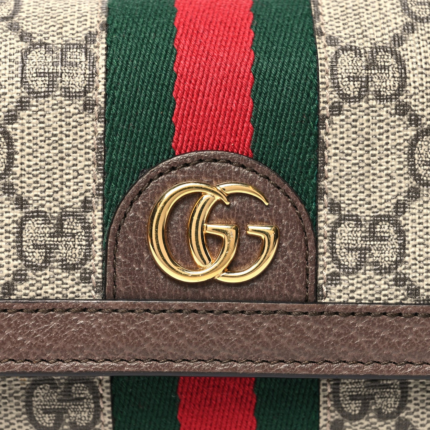 GG Supreme Monogram Web Ophidia French Flap Wallet Beige New Acero