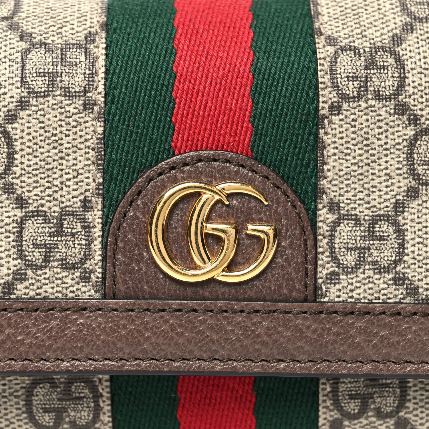Gucci GG Supreme Monogram Web Ophidia French Flap Wallet Beige New Acero 8 of 10