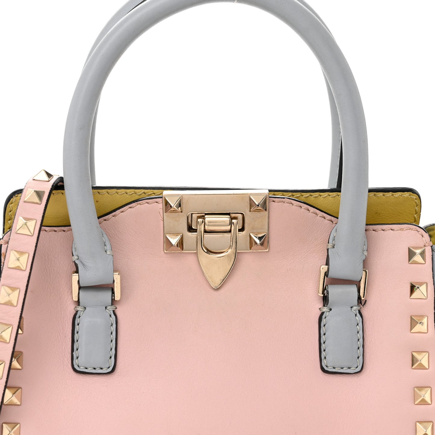 Vitello Watercolor Mini Rockstud Double Handle Tote Rose