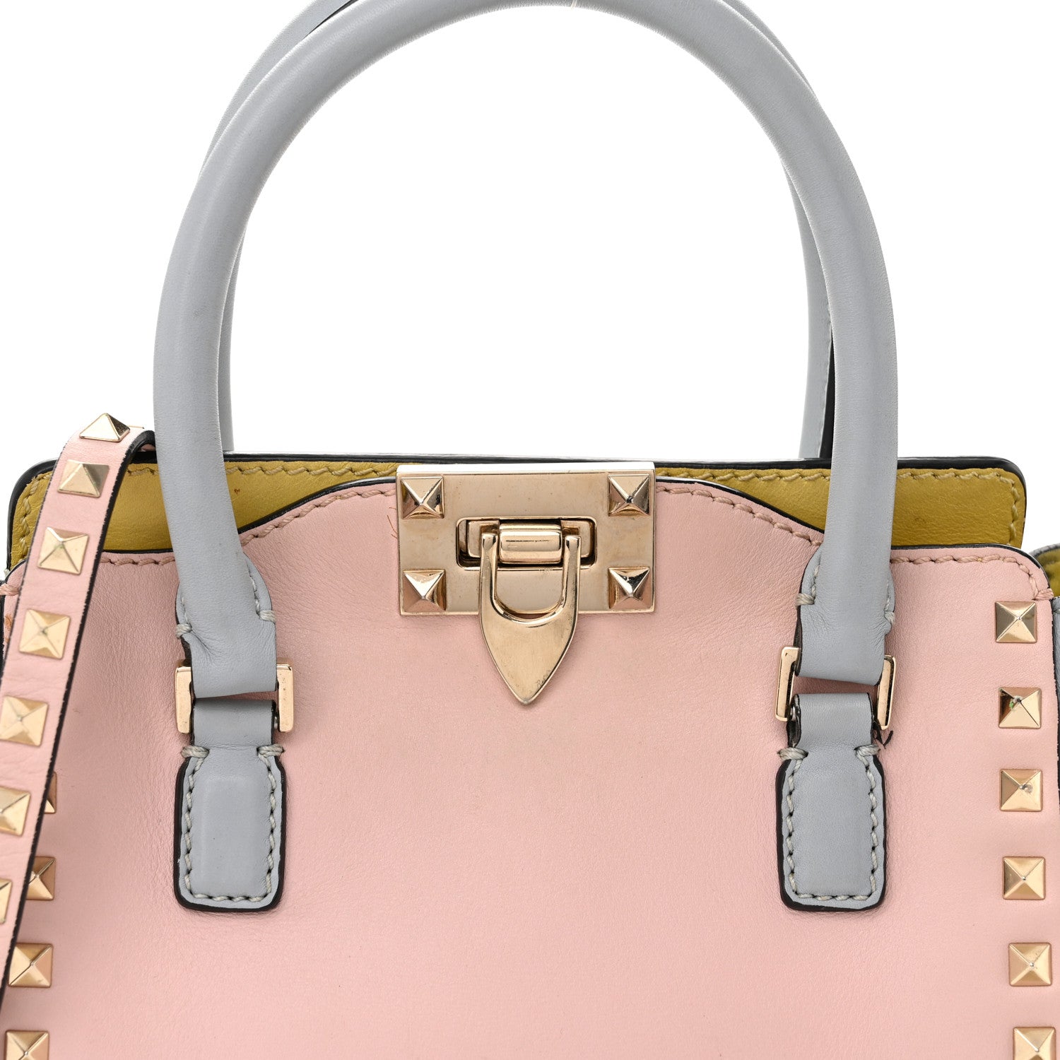 Valentino Garavani Vitello Watercolor Mini Rockstud Double Handle Tote Rose 7 of 13