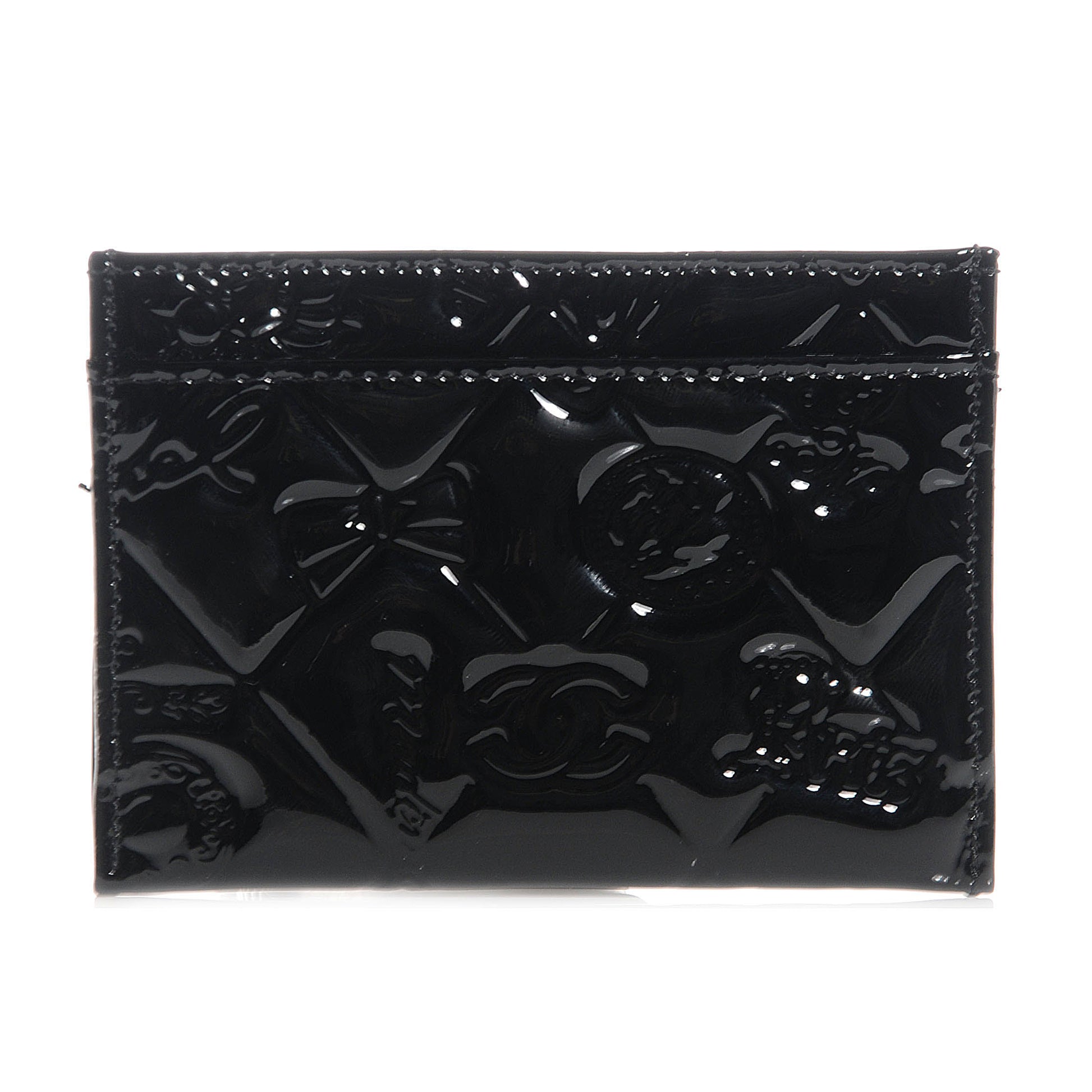 Chanel Patent Lucky Symbols Card Holder Case Black 1 of 9
