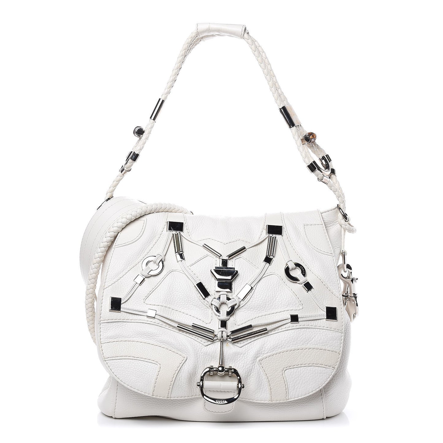 Calfskin Techno Horsebit Large Flap White