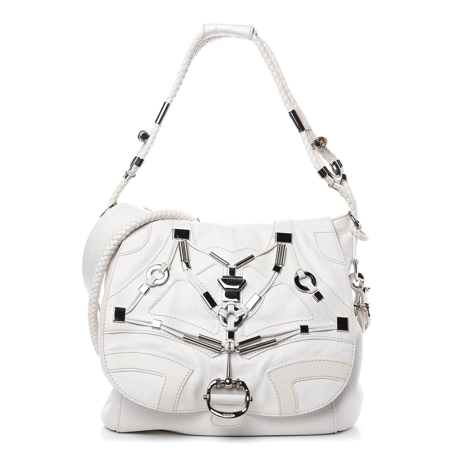 Gucci Calfskin Techno Horsebit Large Flap White 1 of 12