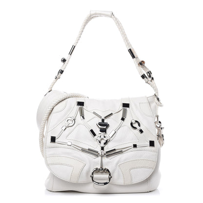 Gucci Calfskin Techno Horsebit Large Flap White 1 of 12