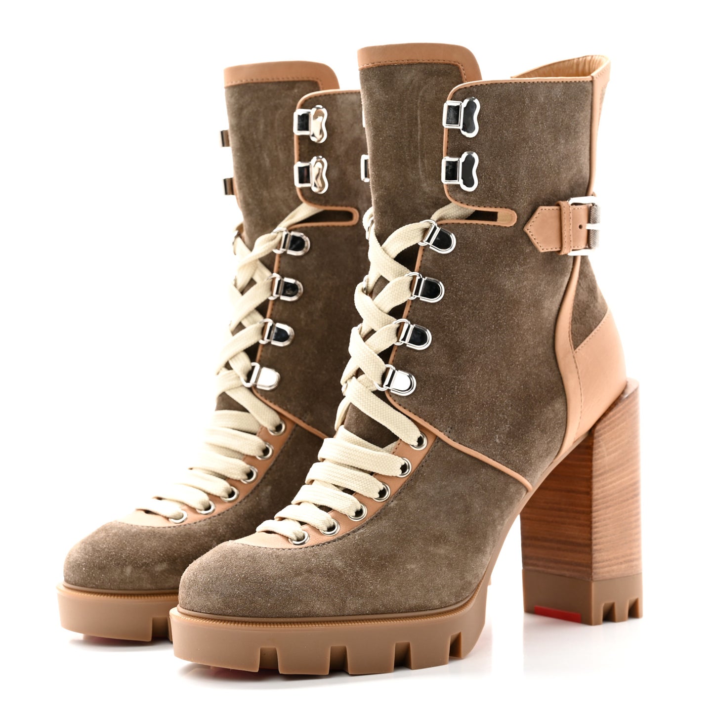 Suede Calfskin Macademia 100 Biker Platform Boots 40 Silex