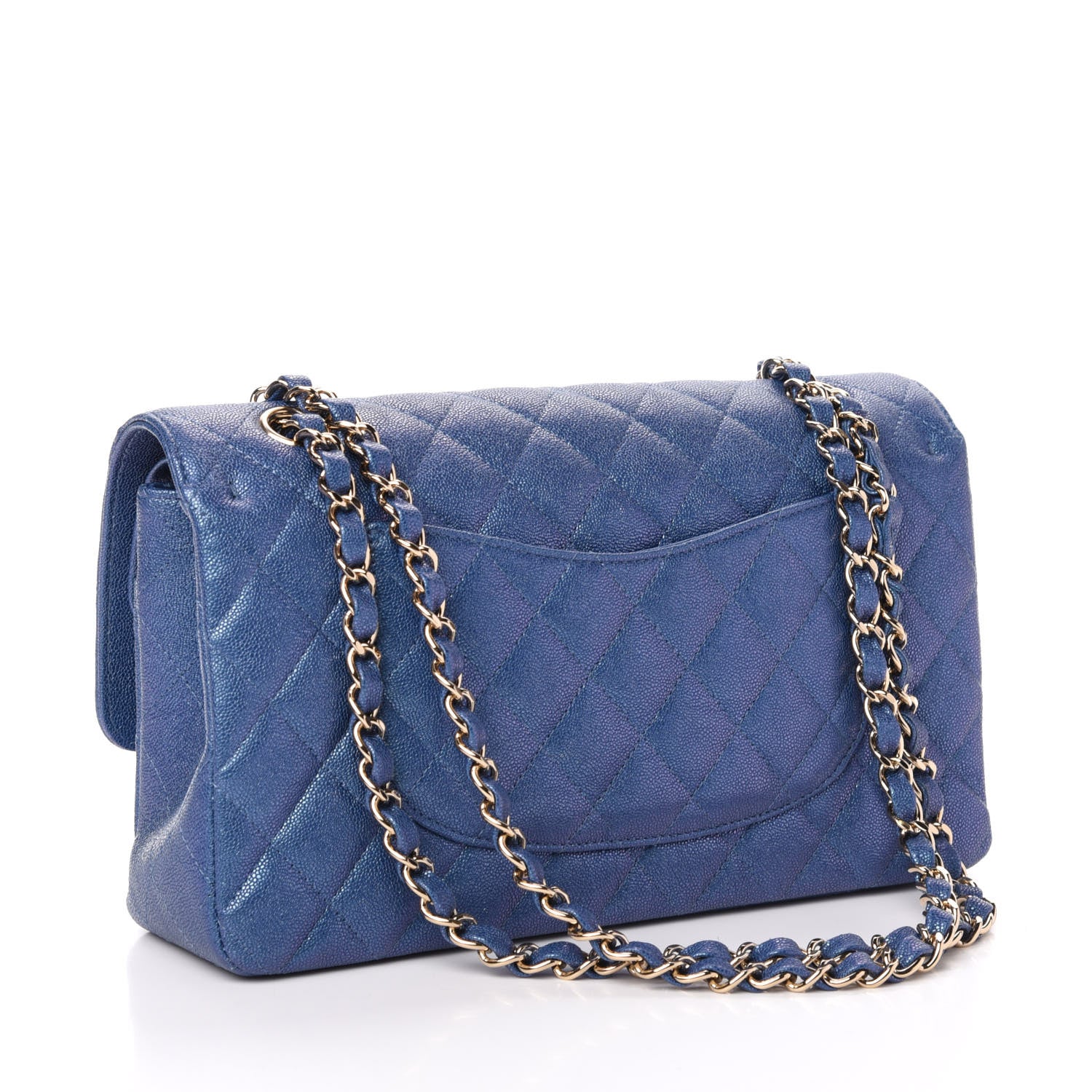 Chanel Iridescent Caviar Quilted Medium Double Flap Dark Blue 3 of 11