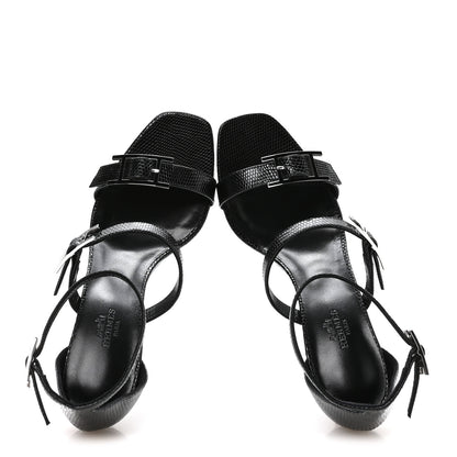 Hermes Lizard Premiere 90 Sandals 39 Black 2 of 9
