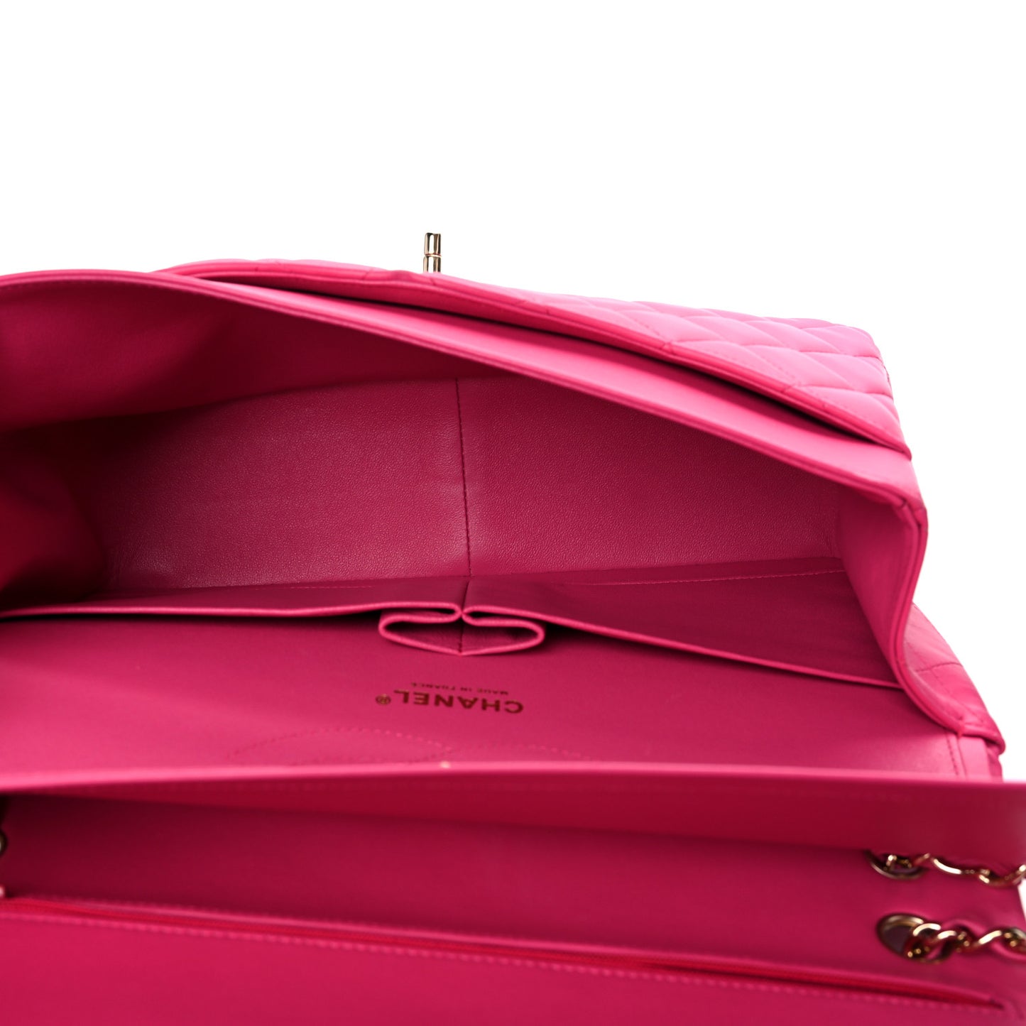 Lambskin Quilted Jumbo Double Flap Fuchsia