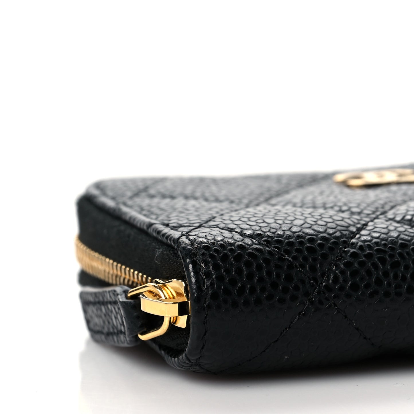 Caviar Quilted Classic Zipped Coin Purse Black