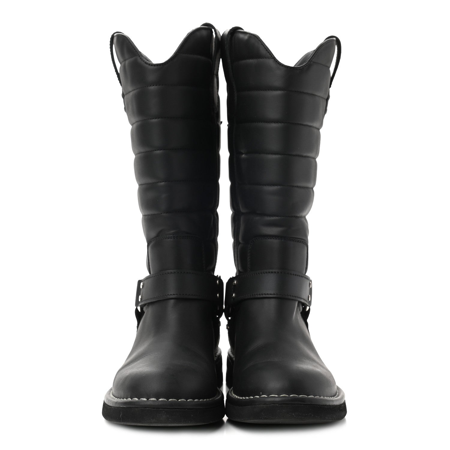 Chanel Calfskin Star Quilted Biker Boots 37 Brown 2 of 10