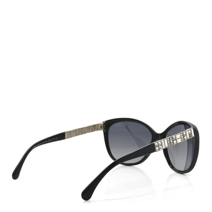 Chanel Crystal Baguette Polarized Cat Eye Sunglasses 5309-B Black 4 of 7