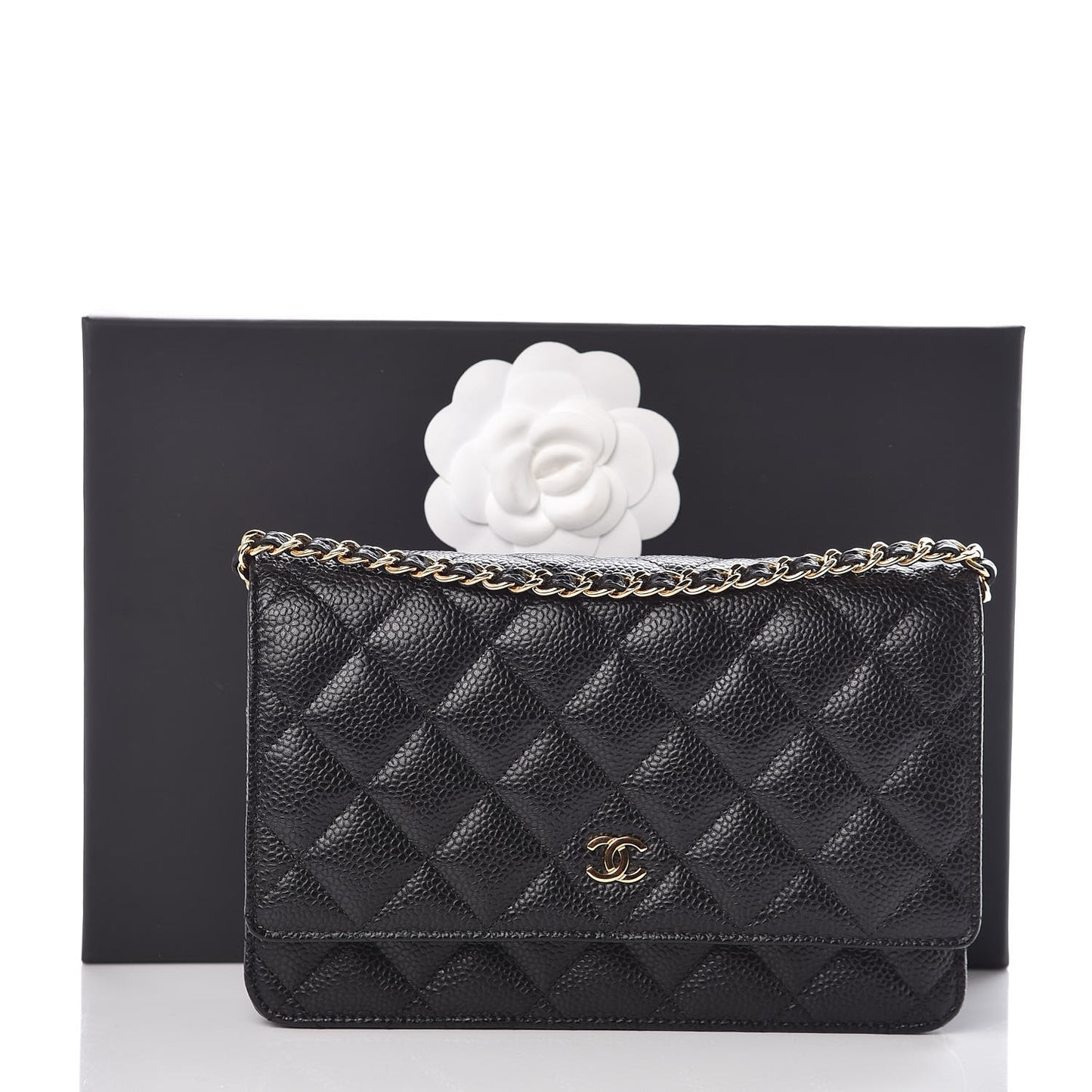 Caviar Quilted Wallet On Chain WOC Black