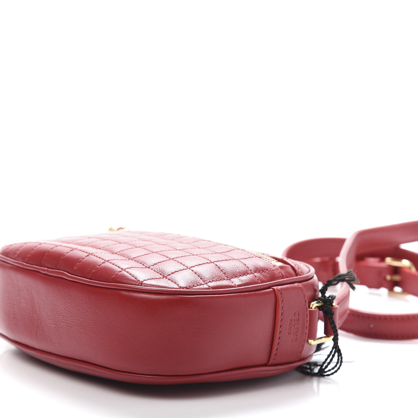 Calfskin Quilted Small C Charm Bag Red