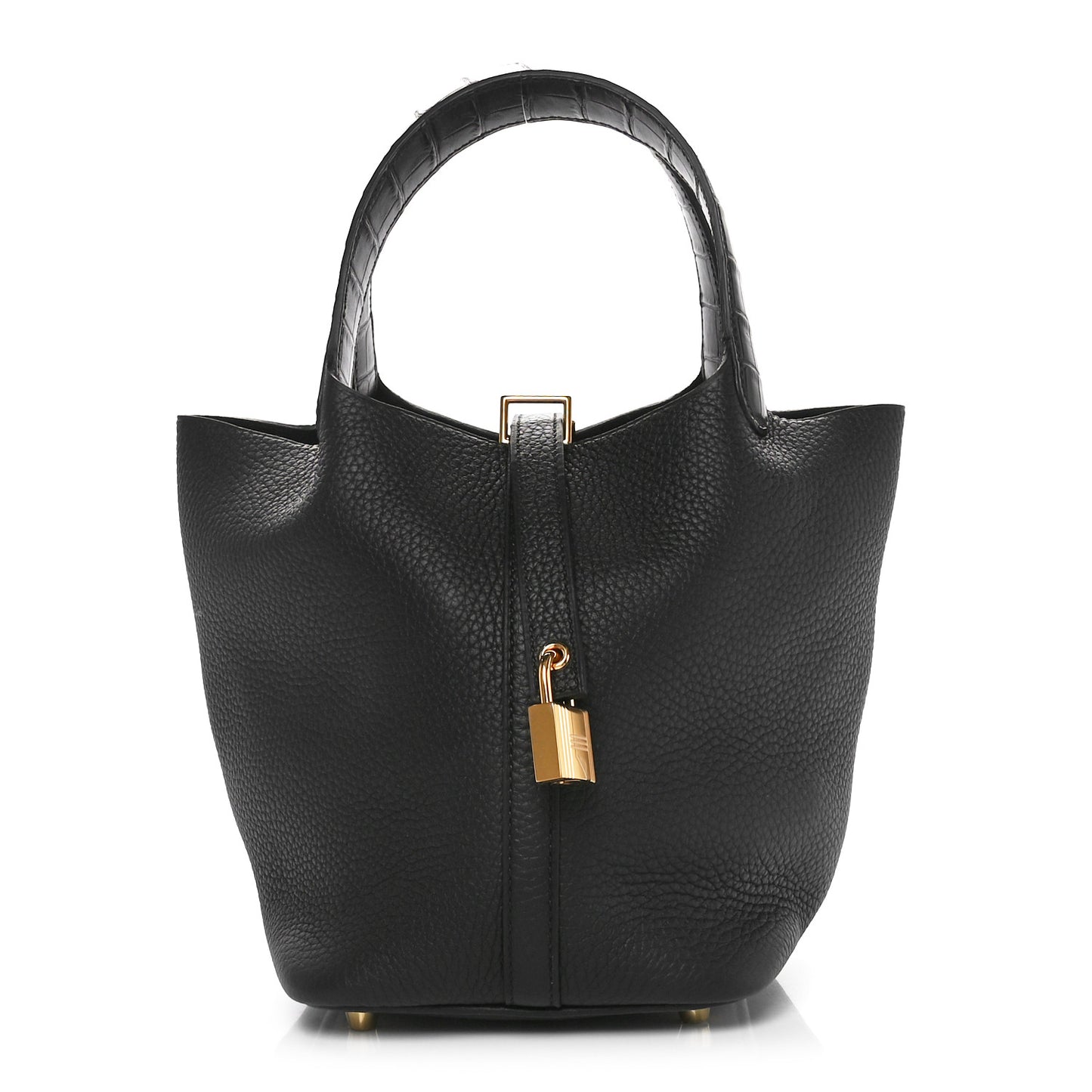 Taurillon Clemence Matte Alligator Picotin Lock Touch 18 PM Black
