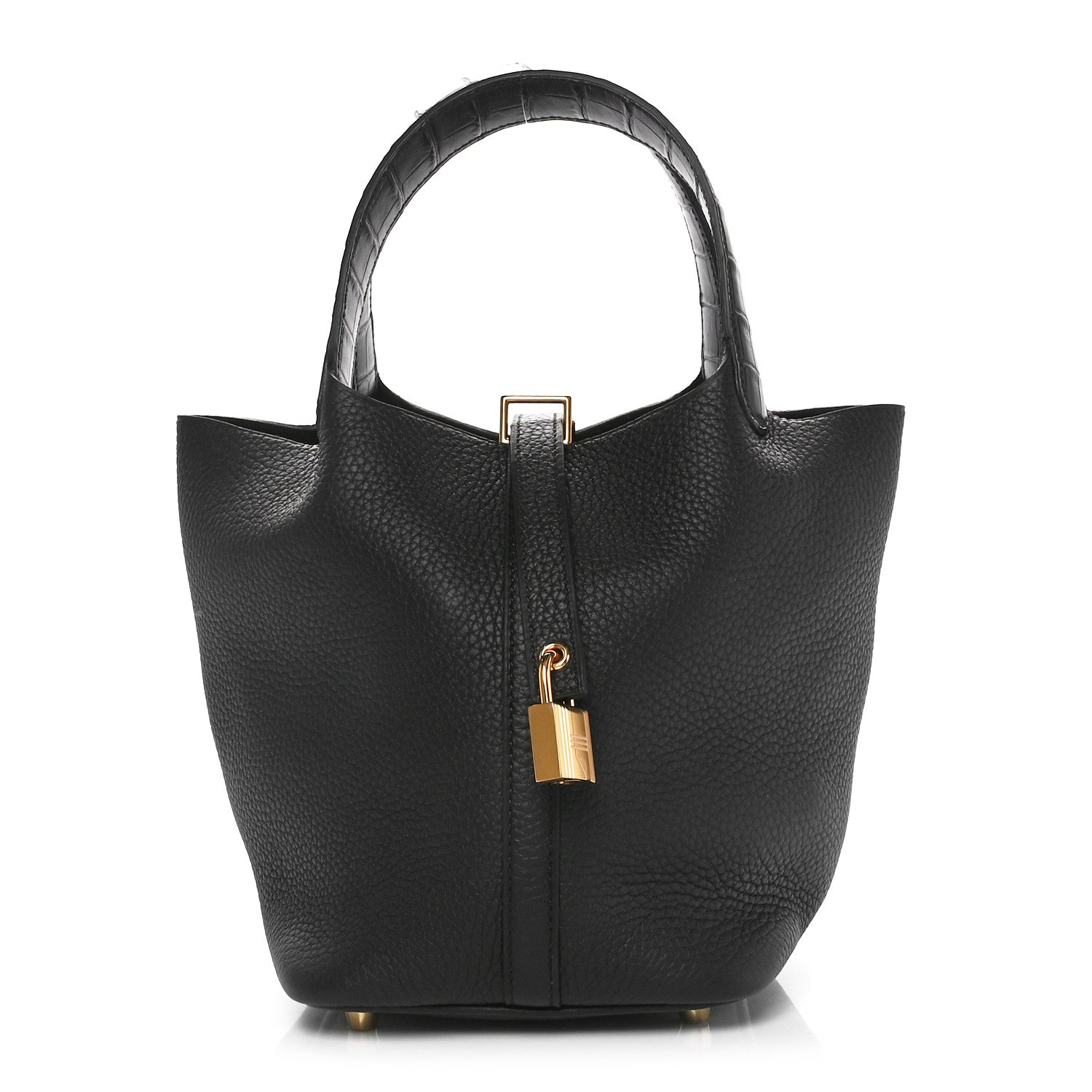 Hermes Taurillon Clemence Matte Alligator Picotin Lock Touch 18 PM Black 1 of 10