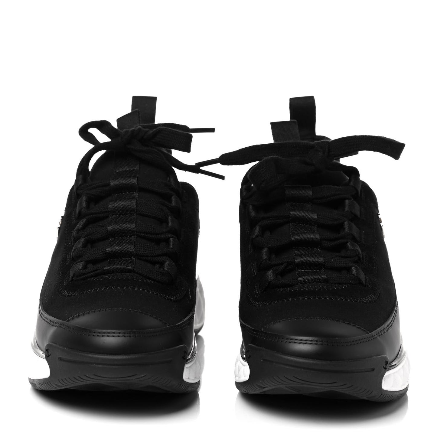 Velvet Calfskin Mixed Fibers CC Sneakers 37 Black