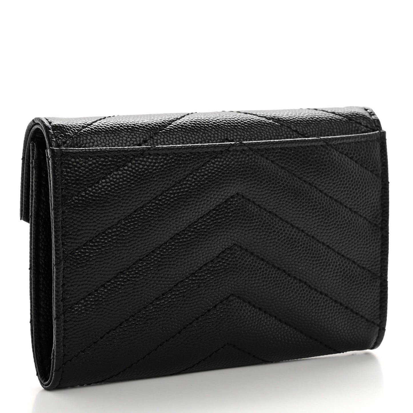 Grain De Poudre Matelasse Chevron Small Monochrome Monogram Envelope Wallet Black