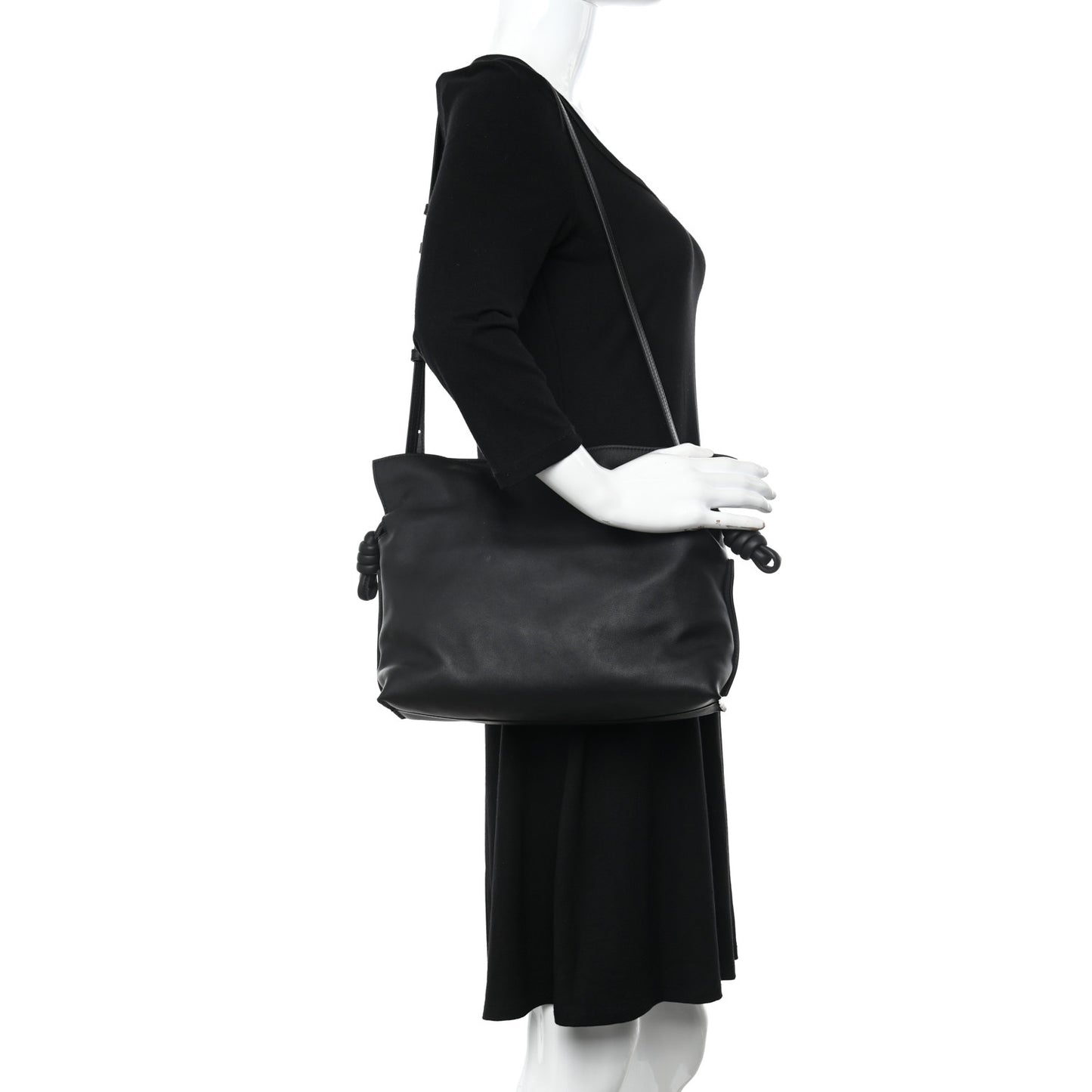 Calfskin Small Flamenco Knot Bag Black