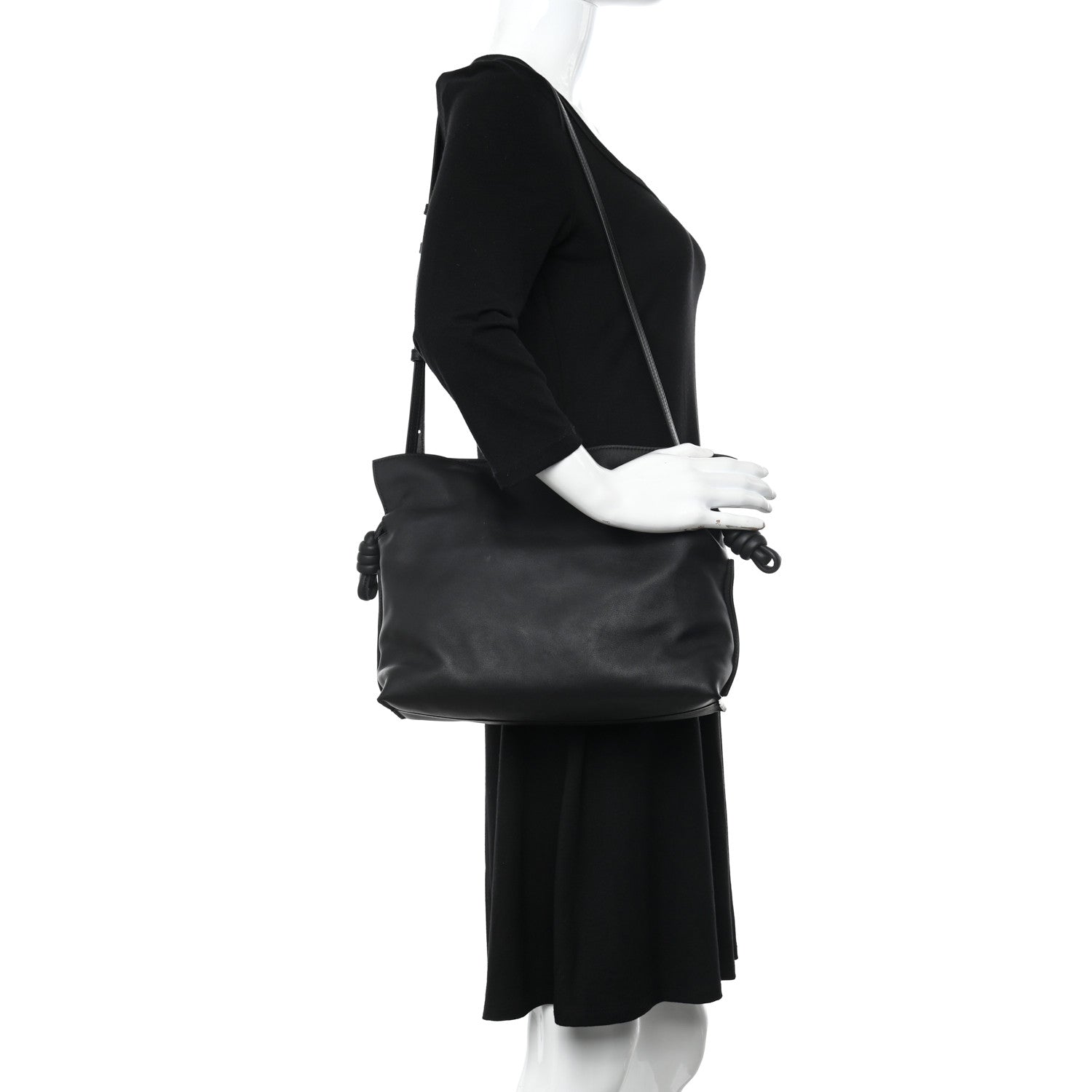 Loewe Calfskin Small Flamenco Knot Bag Black 2 of 14
