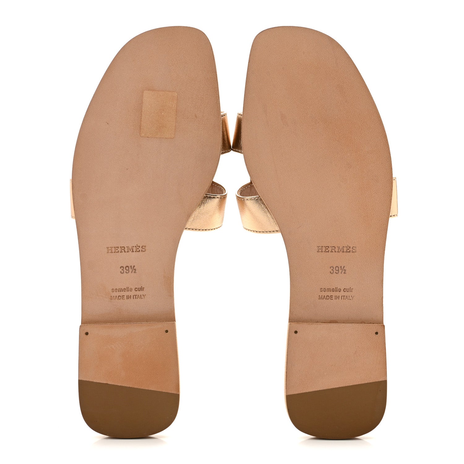 Hermes Metallic Nappa Oran Sandals 39.5 Rose Dore 6 of 9