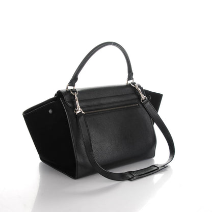 Celine Drummed Calfskin Suede Small Trapeze Black 3 of 7