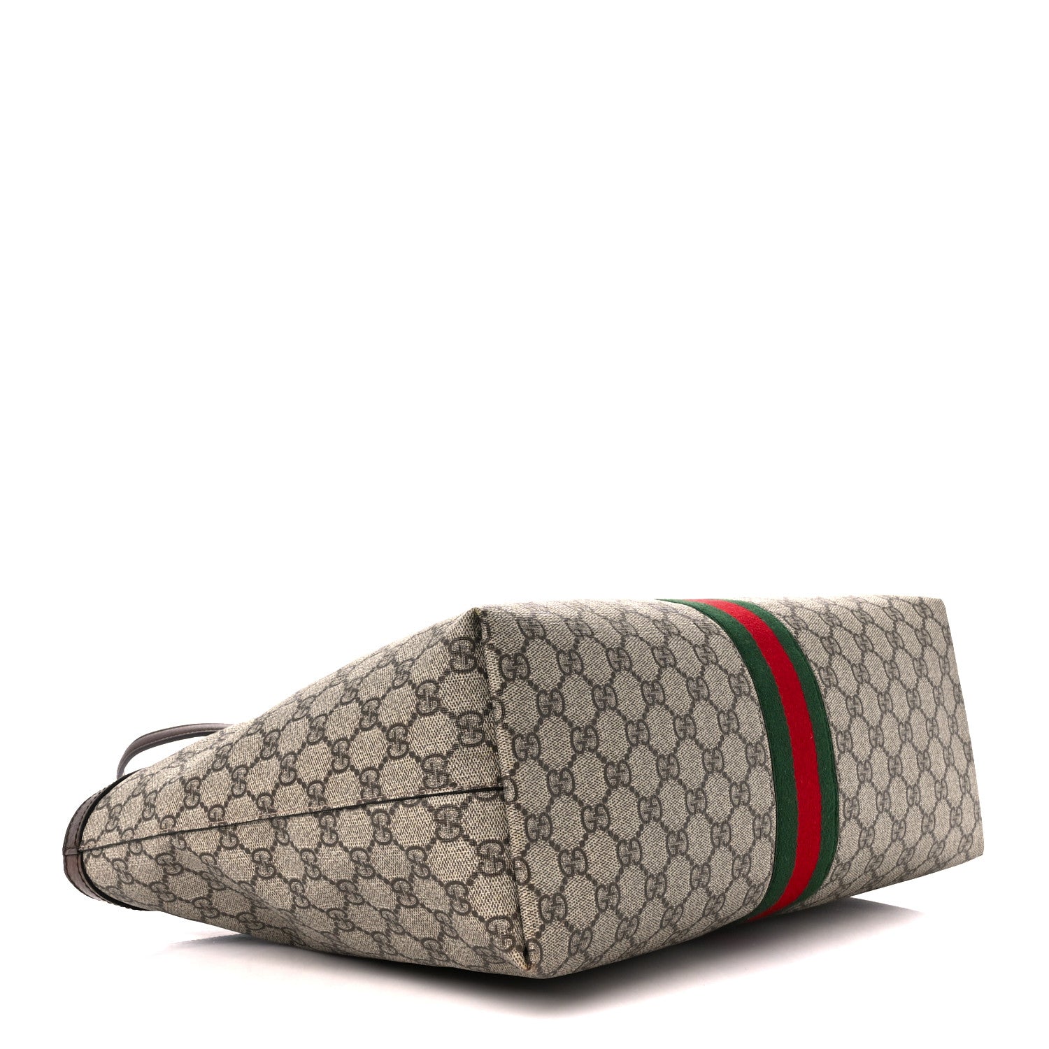 Gucci GG Supreme Monogram Textured Calfskin Web Medium Ophidia Shopping Tote Beige Ebony New Acero 5 of 13