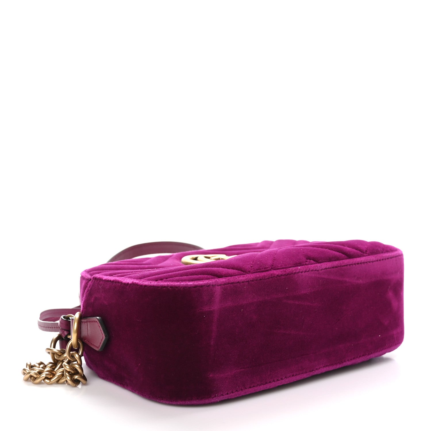 Gucci Velvet Matelasse Small GG Marmont Chain Shoulder Bag Cyclamen 3 of 9