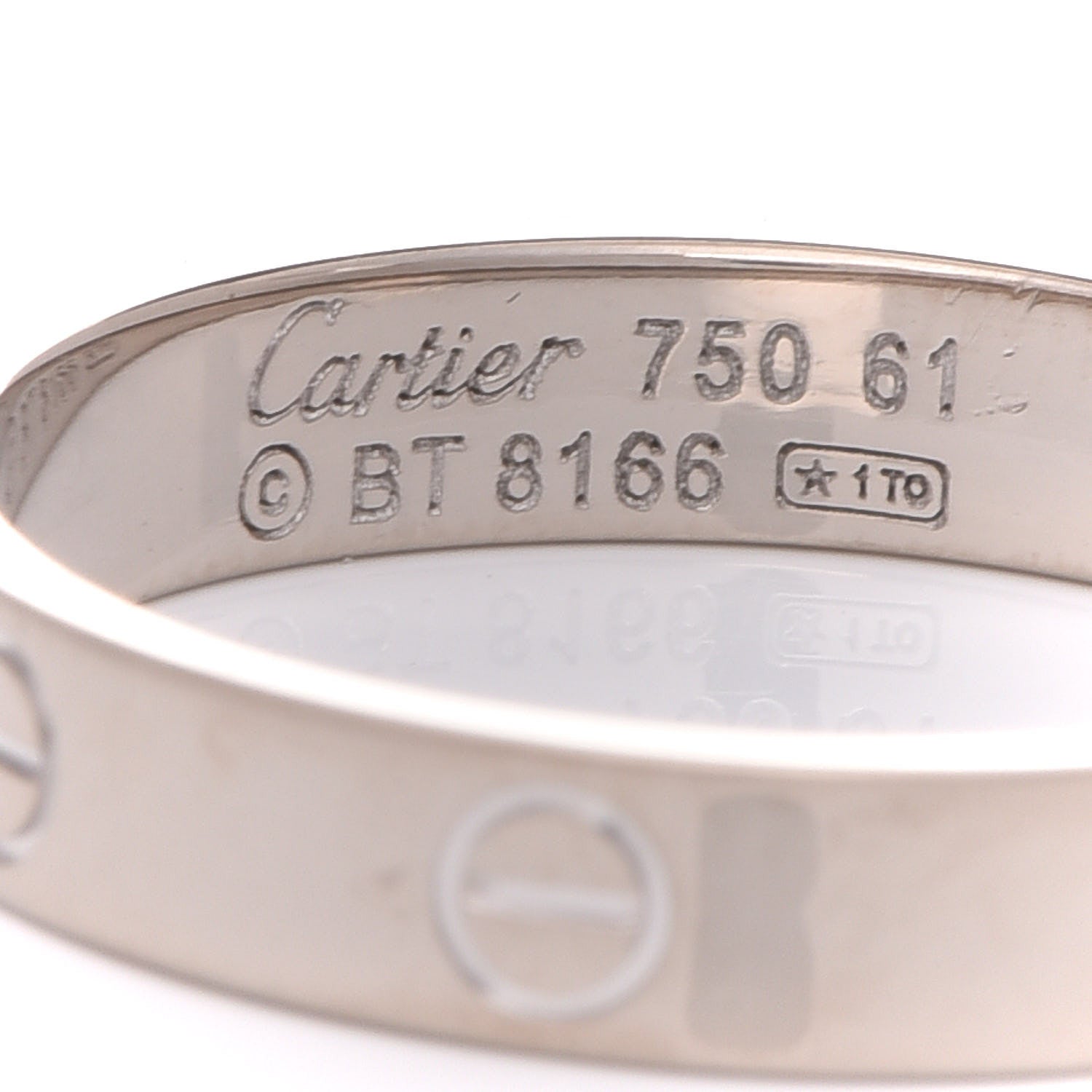 Cartier 18K White Gold 4mm LOVE Wedding Band Ring 61 9.5 4 of 4