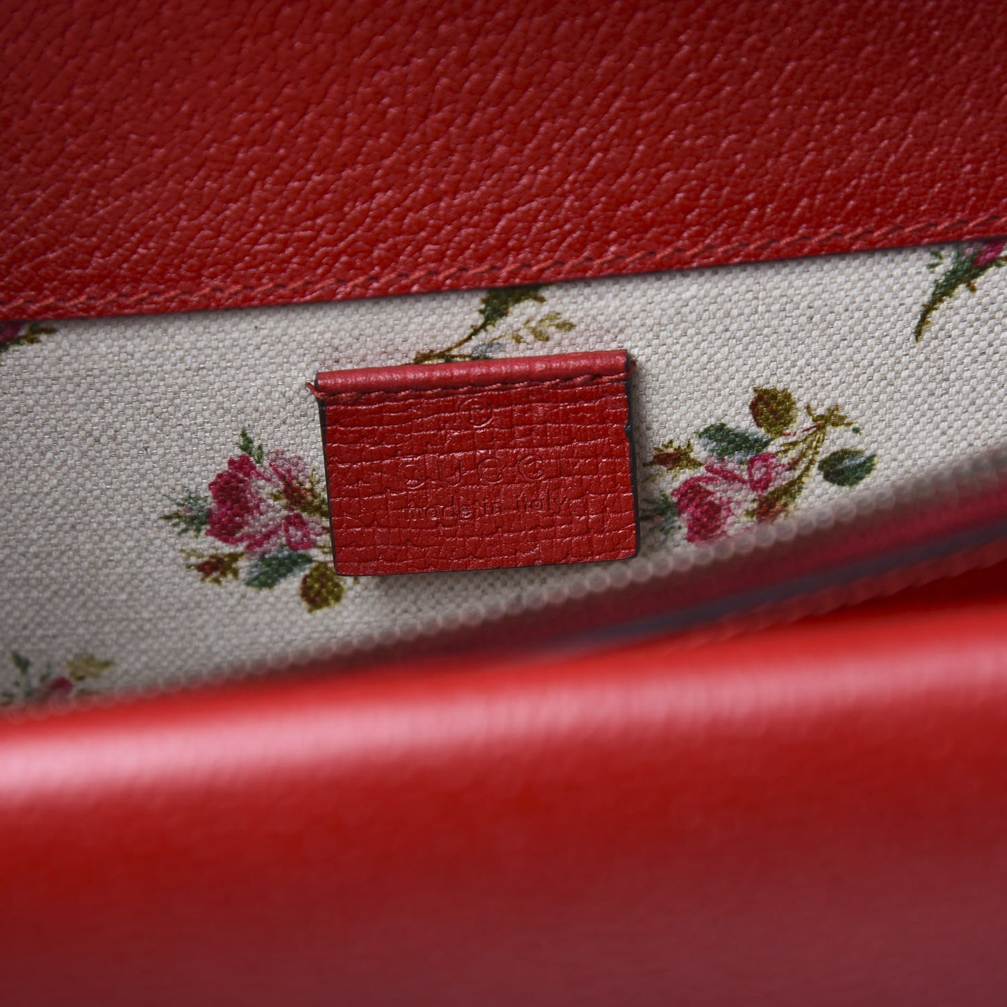 Calfskin Web Floral Embroidered Small Dionysus Shoulder Bag Hibiscus Red