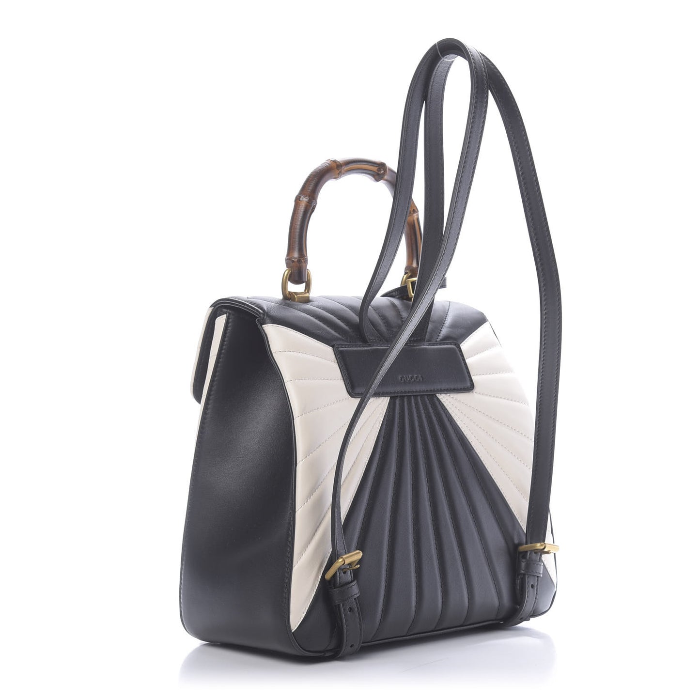 Calfskin Bamboo Trapuntata Queen Margaret Backpack Mystic White Black