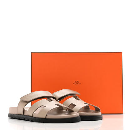 Hermes Calfskin Womens Chypre Sandals 37.5 Beige Mastic 9 of 9
