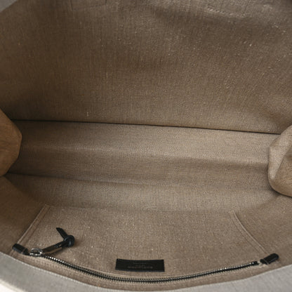 Saint Laurent Linen Calfskin Rive Gauche Tote Optic White 5 of 9