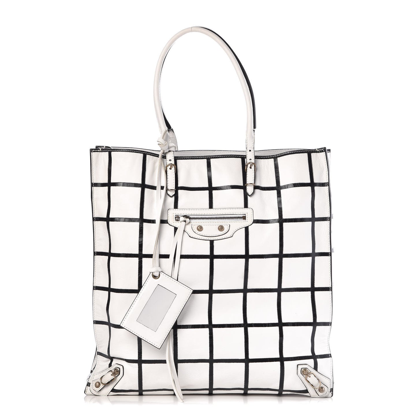 Agneau Papier Ledger Tote White Black