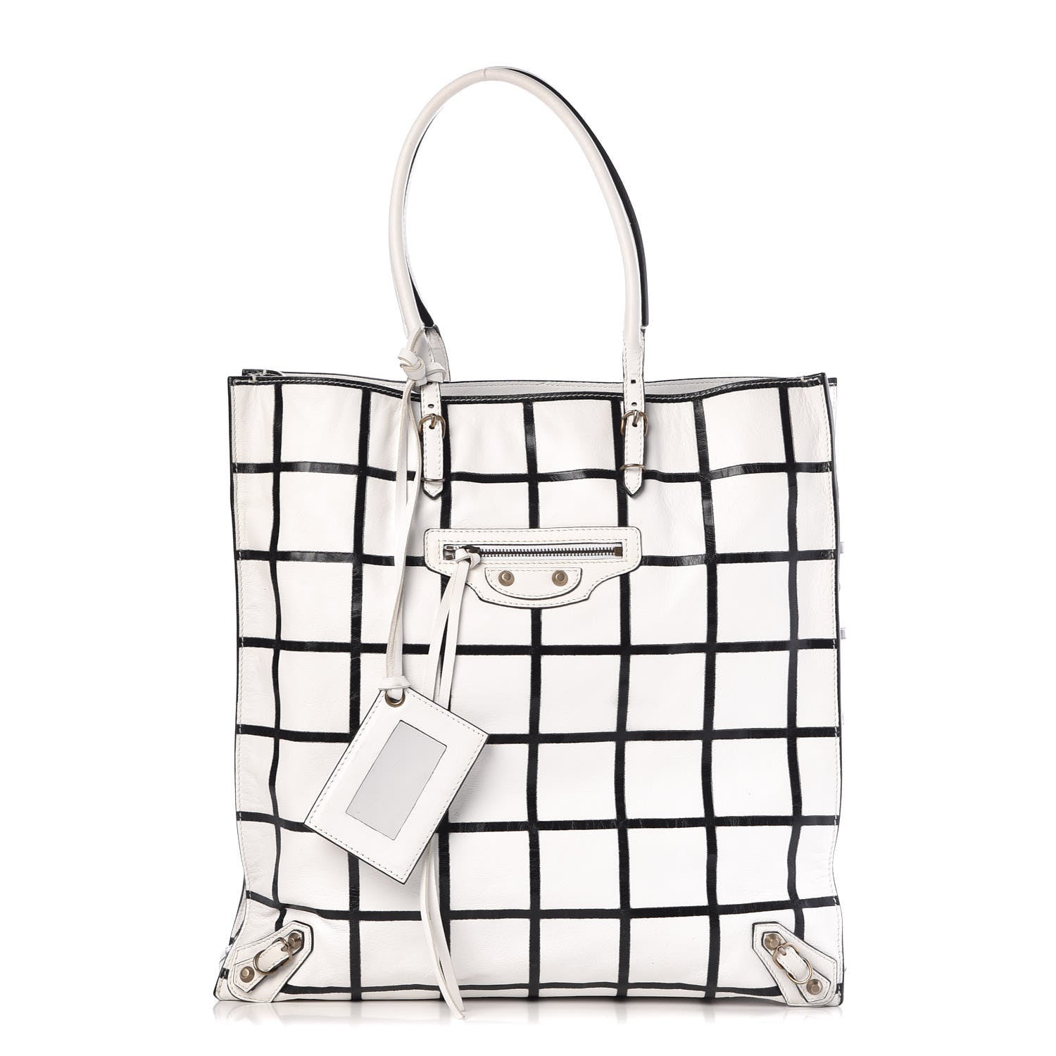 Balenciaga Agneau Papier Ledger Tote White Black 1 of 13