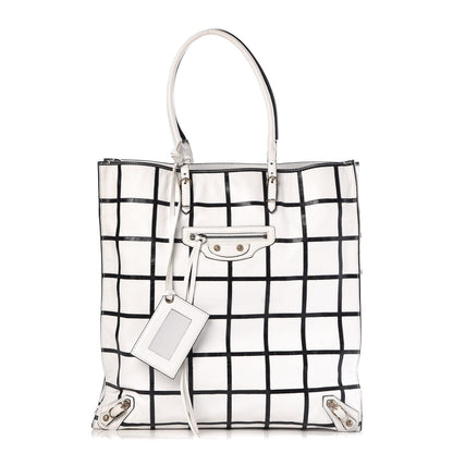 Balenciaga Agneau Papier Ledger Tote White Black 1 of 13