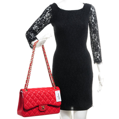 Chanel Lambskin Quilted Jumbo Double Flap Red 2 of 8