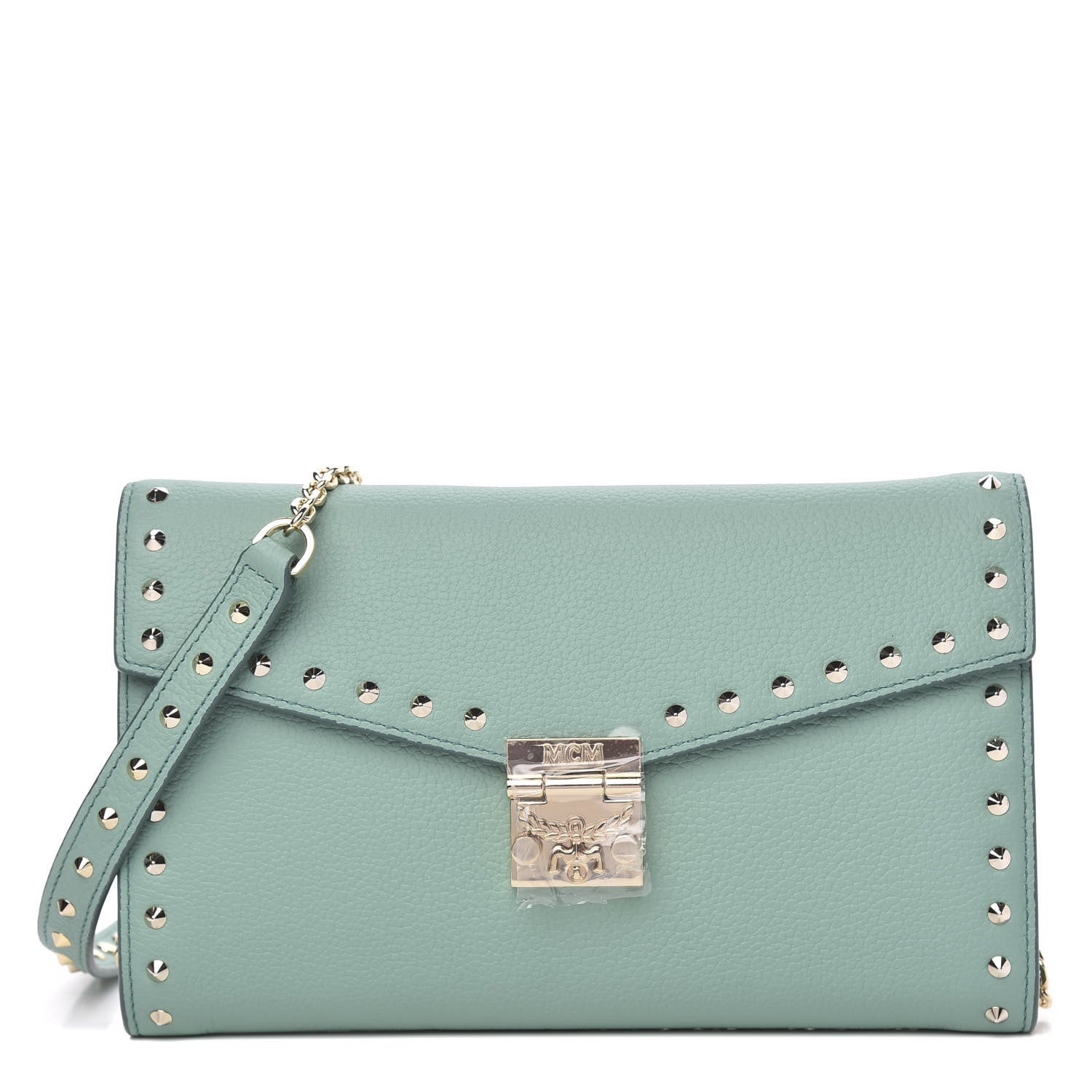 MCM Calfskin Studded Large Crossbody Wallet Mint 1 of 8