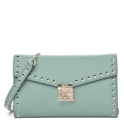 MCM Calfskin Studded Large Crossbody Wallet Mint 1 of 8