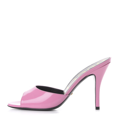 Gucci Polished Calfskin Scarlet Mid Heel Slide Sandals 37.5 Pink Plexi 1 of 11
