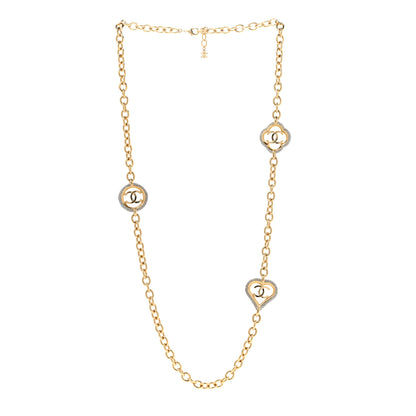 Chanel Crystal CC Chain Heart Necklace Gold 3 of 6