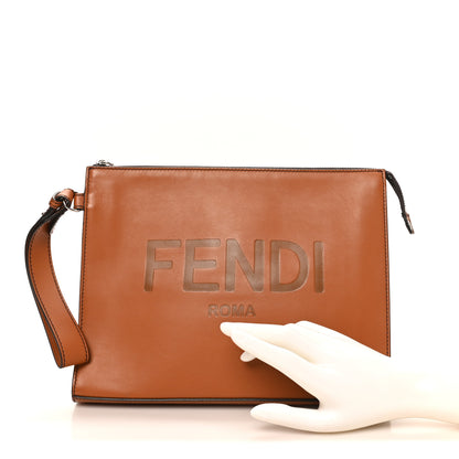 Fendi Vitello Grace Light Logo Clutch Bag Brandy 2 of 8