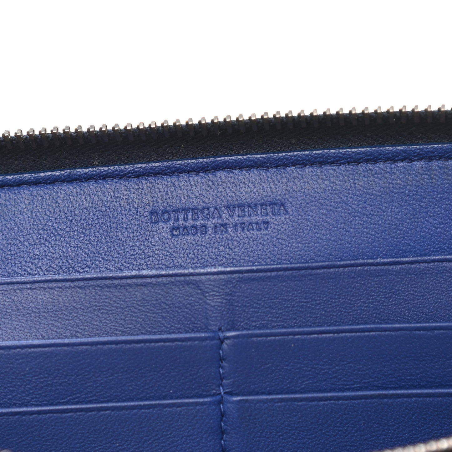 Nappa Intrecciato Zip Around Wallet Denim