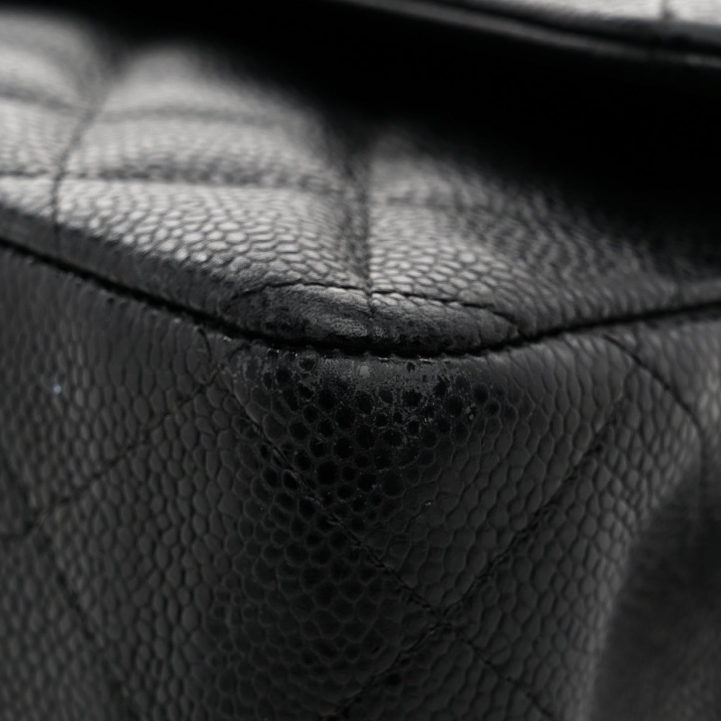 Caviar Quilted Jumbo Double Flap Black