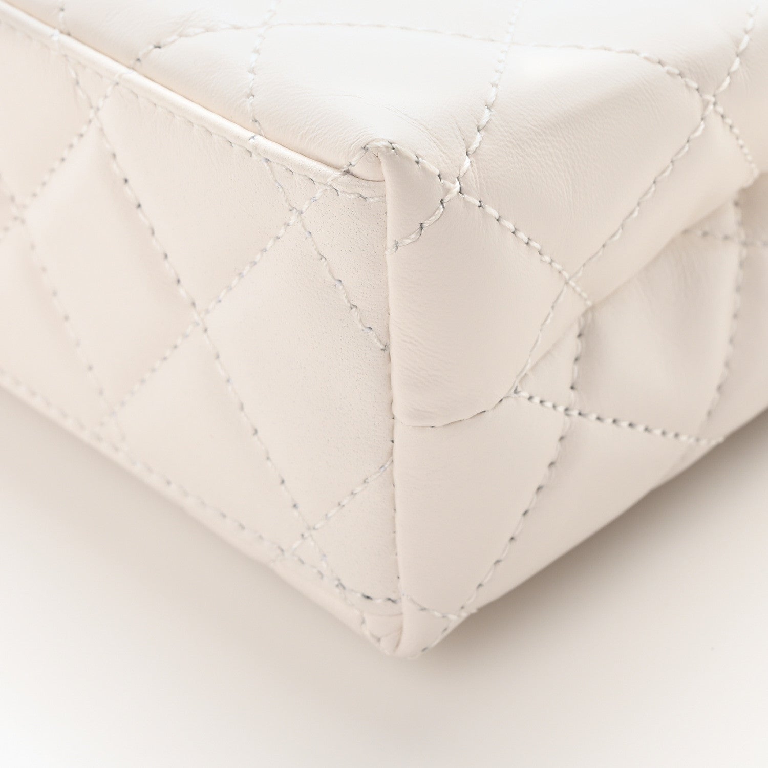 Chanel Shiny Aged Calfskin Quilted Nano Kelly Shopper White 9 of 10