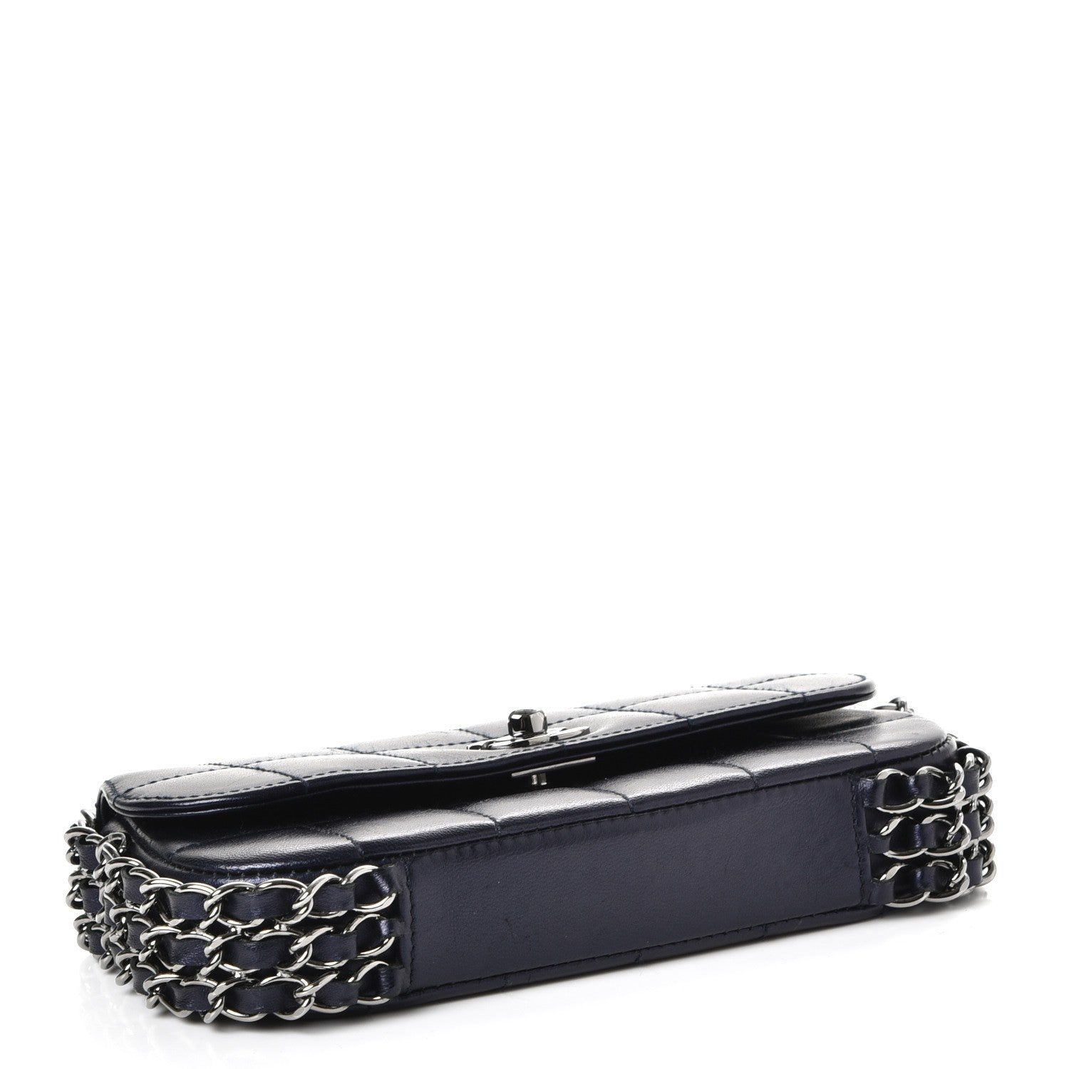 Chanel Lambskin Quilted Chocolate Bar 3 Chain Flap Navy 4 of 7