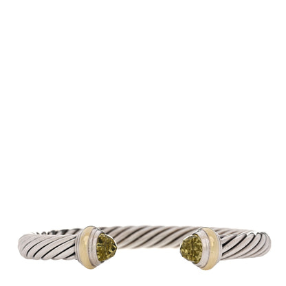 David Yurman Sterling Silver 14K Yellow Gold Prasiolite 7mm Cable Classics Bracelet 1 of 3