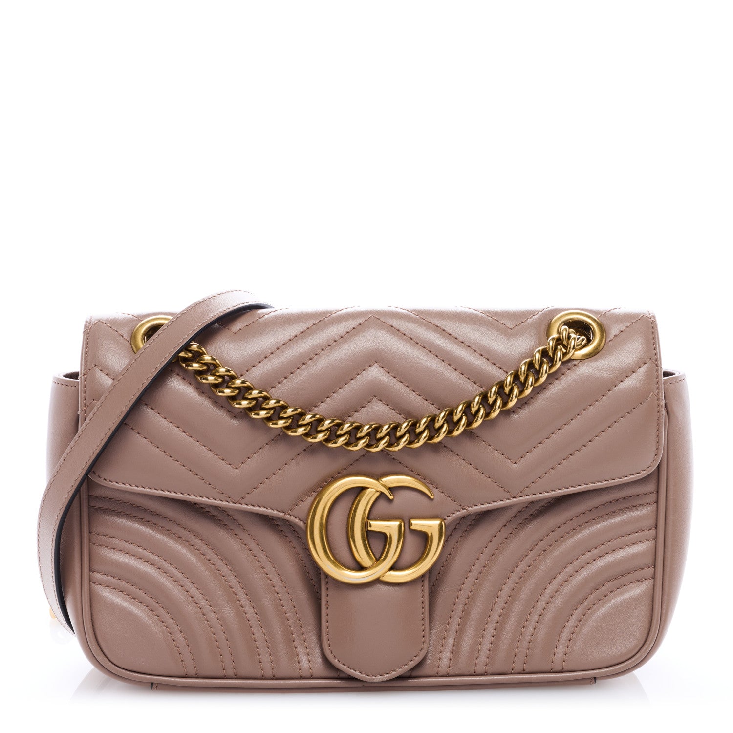 Gucci Calfskin Matelasse Small GG Marmont Shoulder Bag Porcelain Rose 1 of 8