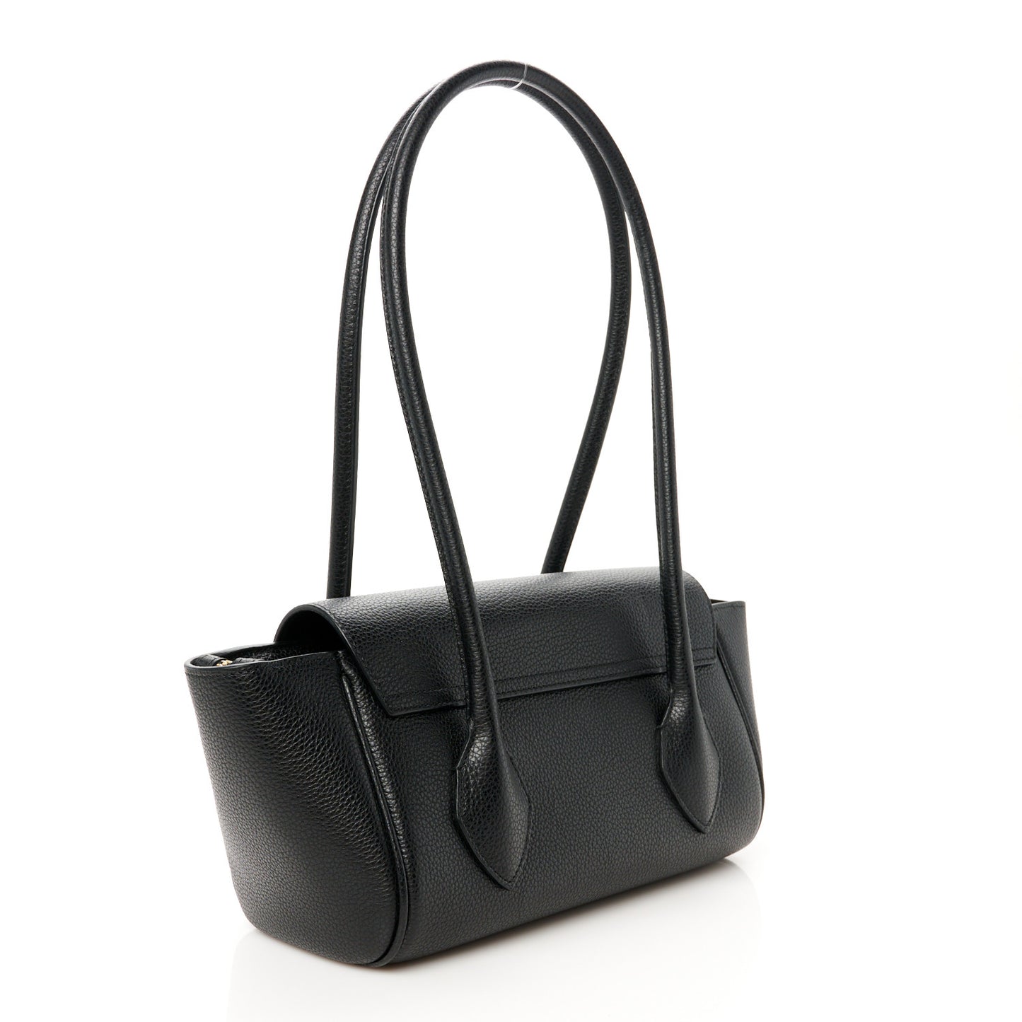 Hammered Calfskin Small Firenze East West Tote Bag Black