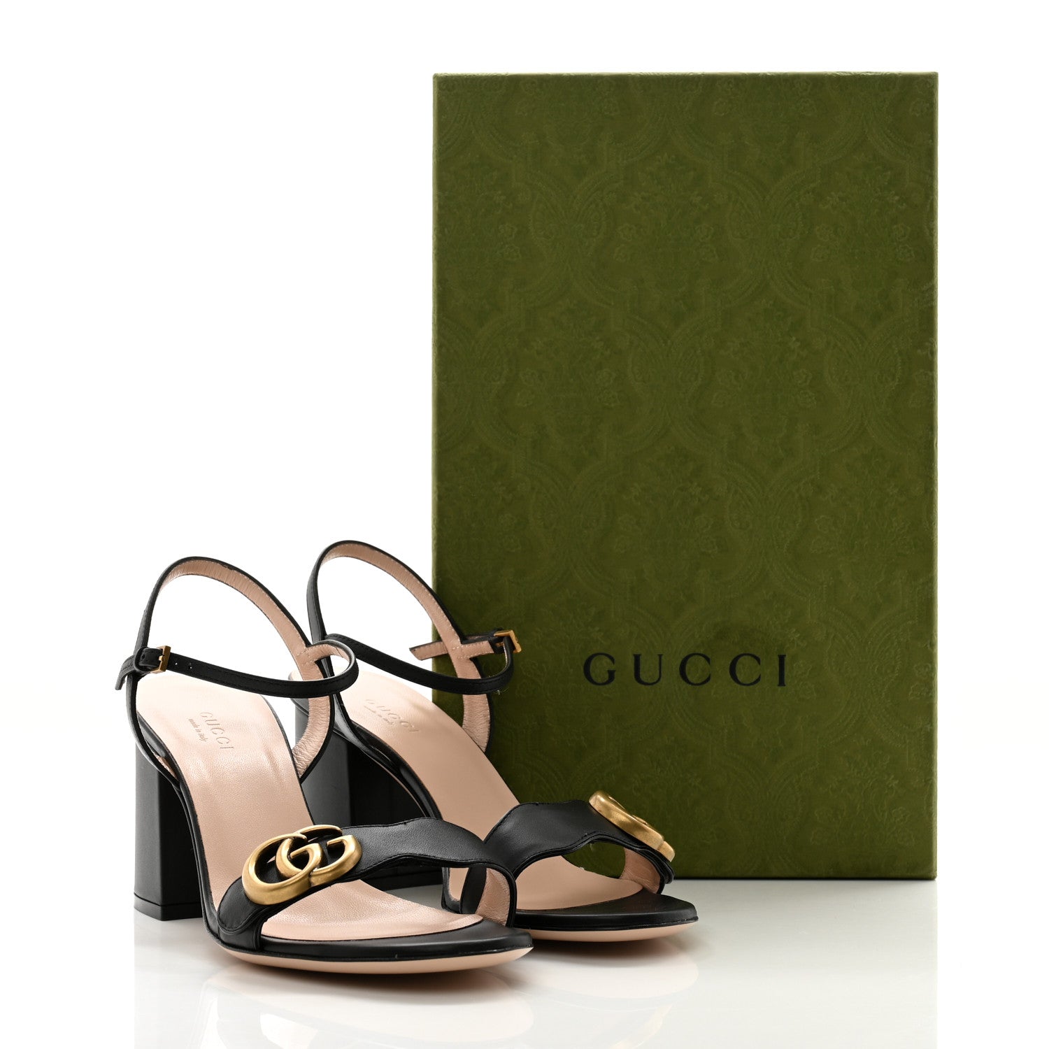 Gucci Lifford Calfskin GG Marmont Ankle Wrap 75mm Sandals 37.5 Black 12 of 12